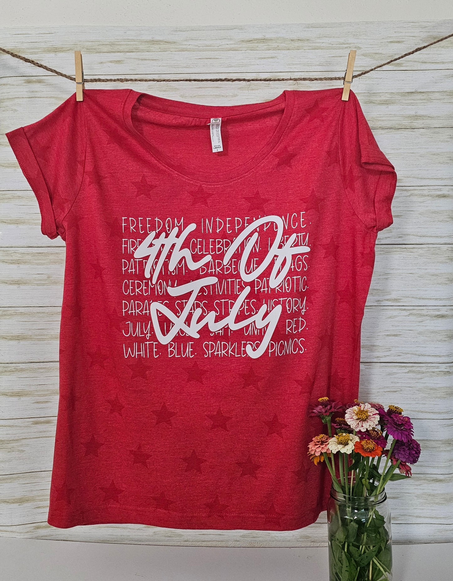 Women's 4th of July Word Collage Tee | 4th of July | Fireworks | Screenprint | Tee | Women's Apparel