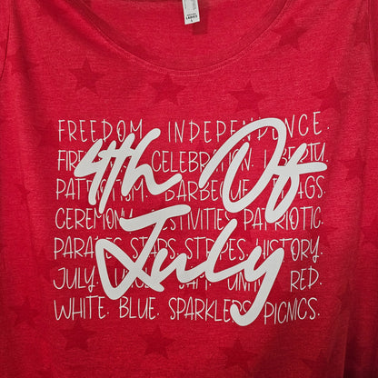 Women's 4th of July Word Collage Tee | 4th of July | Fireworks | Screenprint | Tee | Women's Apparel