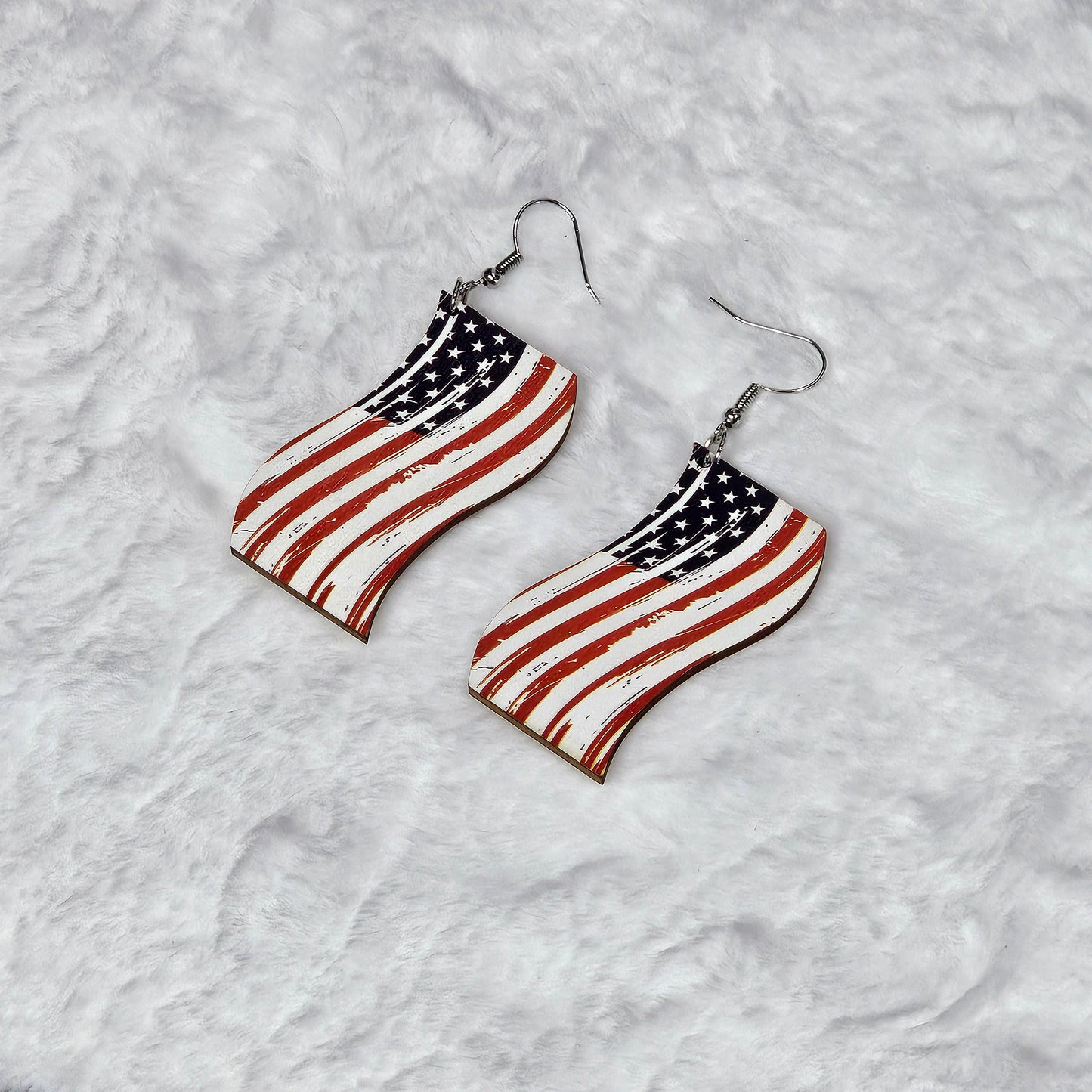 Lightweight American Flag Drop Earrings