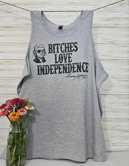 Bitches Love Independence, 4th of July, Humor, Funny, Fireworks, Screenprint, Tanktop, Apparel