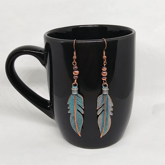 Boho Feather Dangle Earrings | Dangle Earrings | Metal