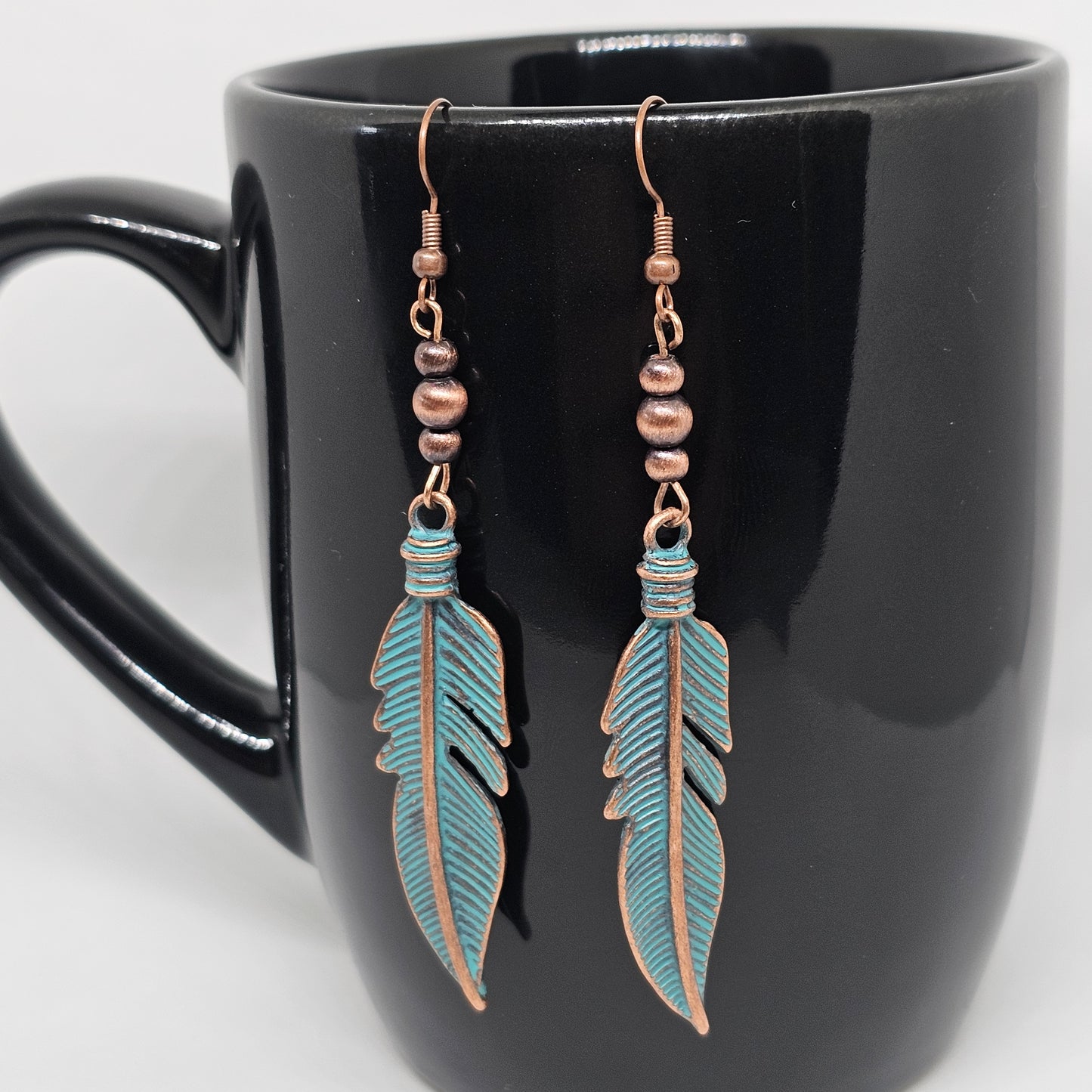 Boho Feather Dangle Earrings | Dangle Earrings | Metal