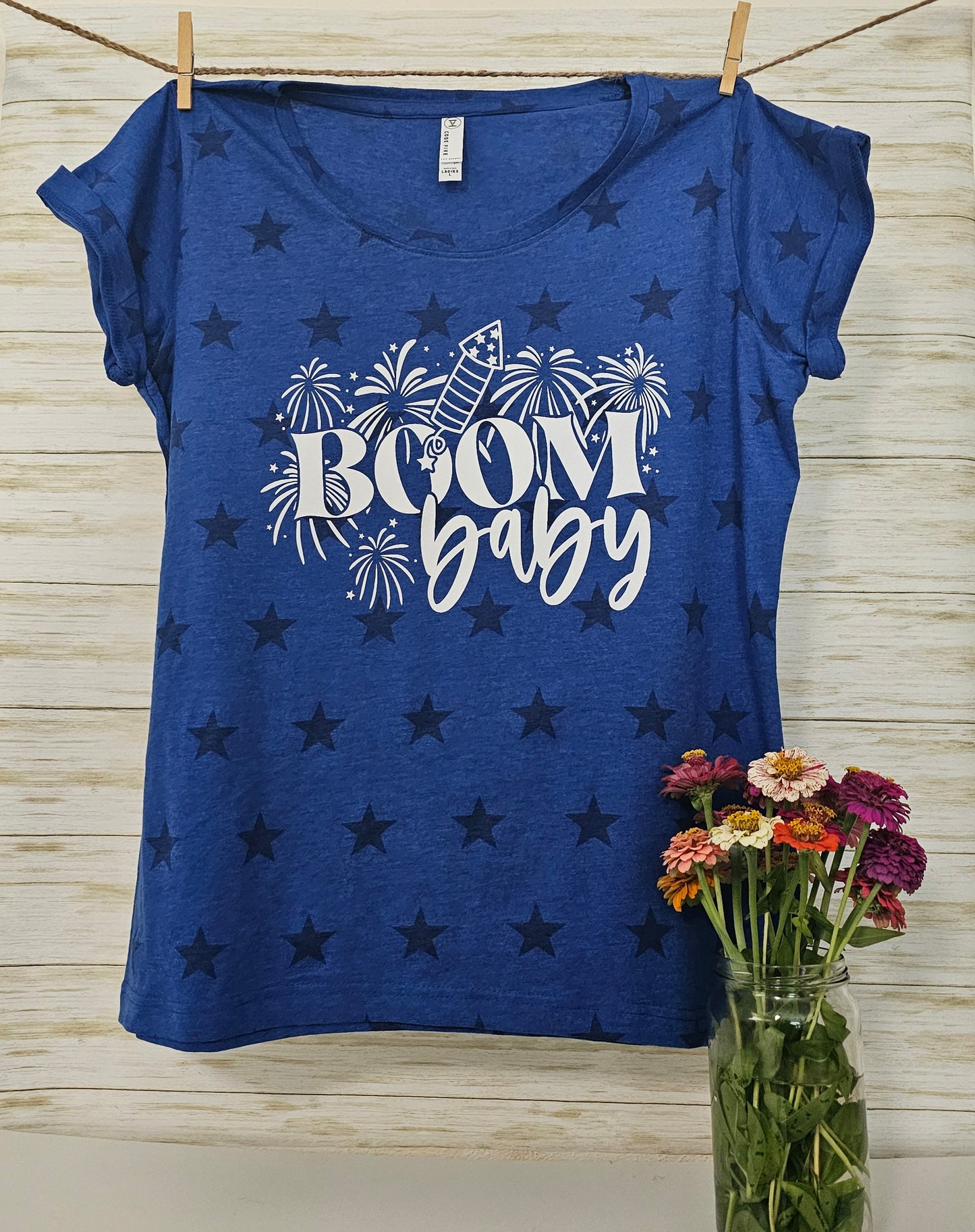 Women's Boom Baby Tee, 4th of July, Fireworks, Screenprint, Tee, Women's Apparel