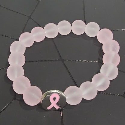 Cancer Support Glass Bead Stretch Bracelet (8 mm)