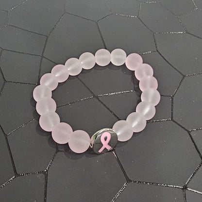 Cancer Support Glass Bead Stretch Bracelet (8 mm)