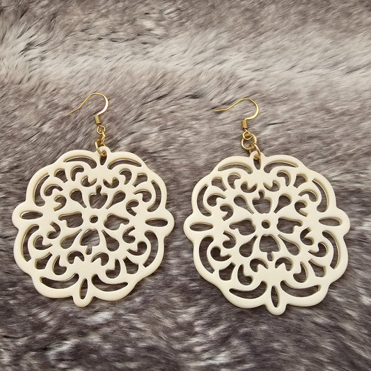 Handcrafted Pearl Resin Flower Drop Earrings