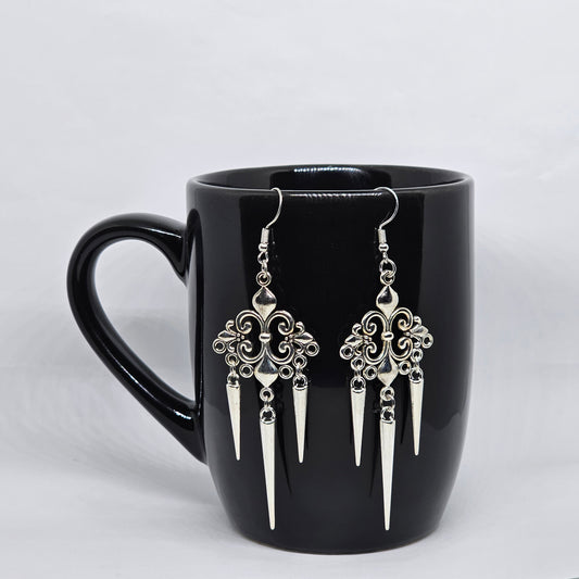 Gothic Fleur De Lis Spike Earrings | Dangle Earrings | Metal