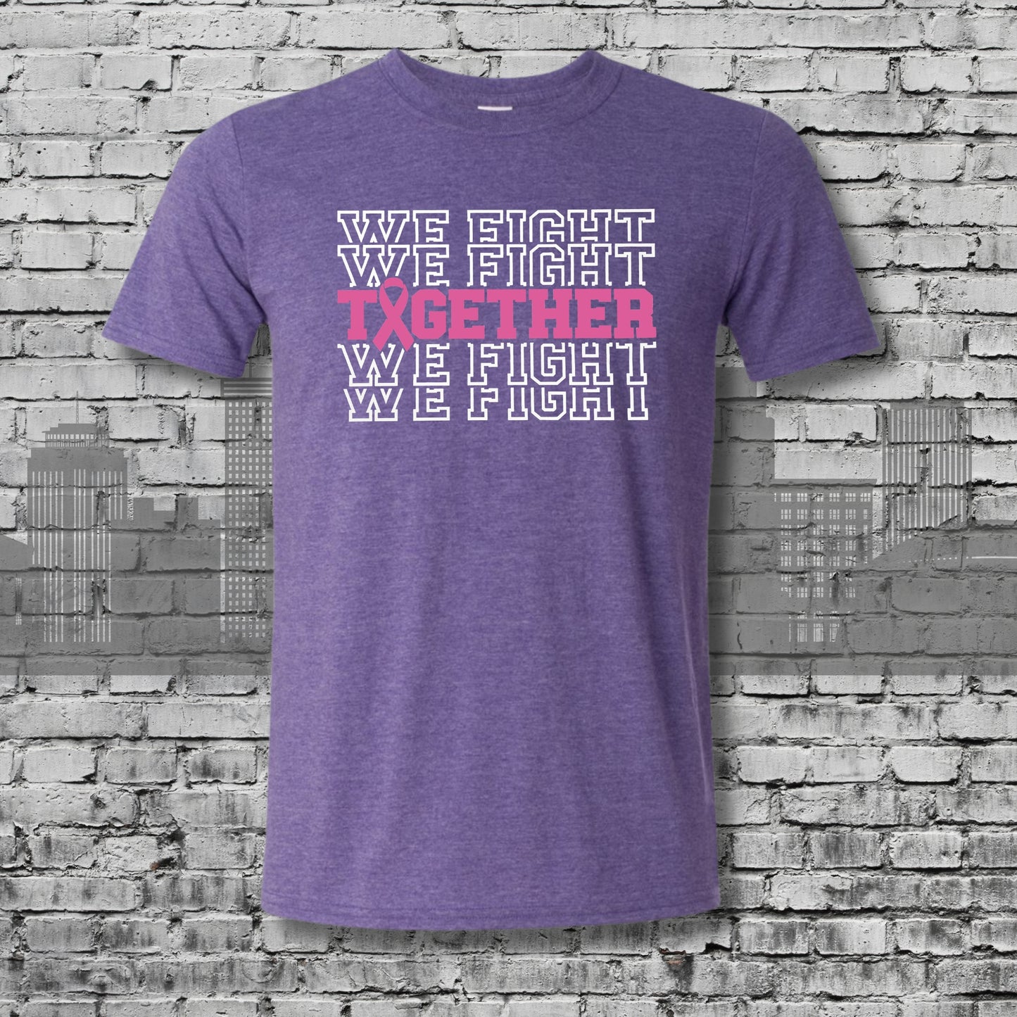 Cancer Awareness We Fight Together Heather Purple Graphic Tee