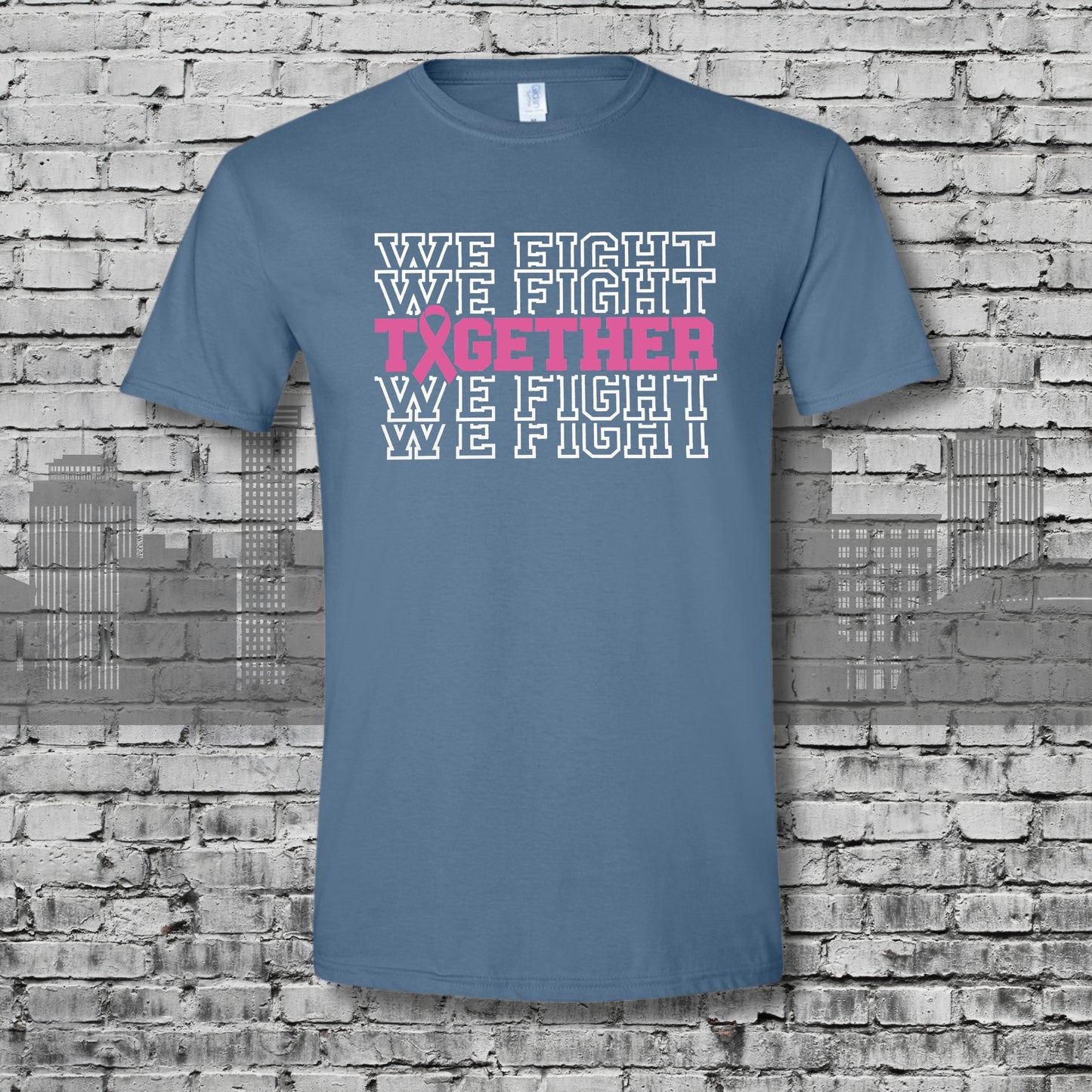 Cancer Awareness We Fight Together Indigo Blue Graphic Tee