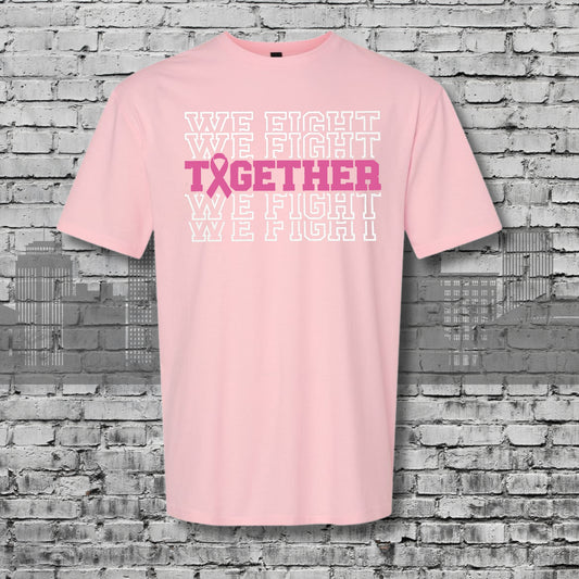 Cancer Awareness We Fight Together Light Pink Graphic Tee