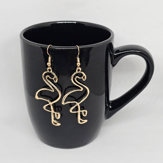 Gold Flamingo Drop Earrings | Summer | Dangle Earrings | Metal