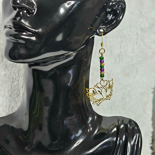 Handcrafted Mardi Gras Mask Drop Earrings