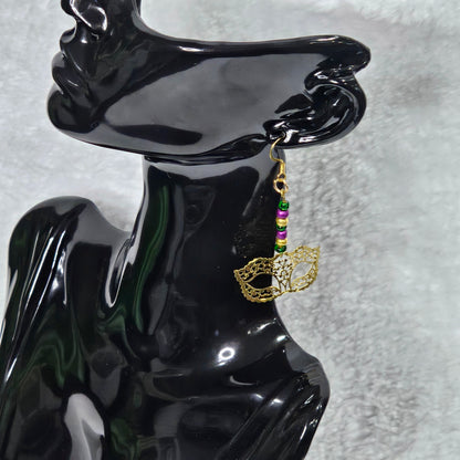 Handcrafted Mardi Gras Mask Drop Earrings