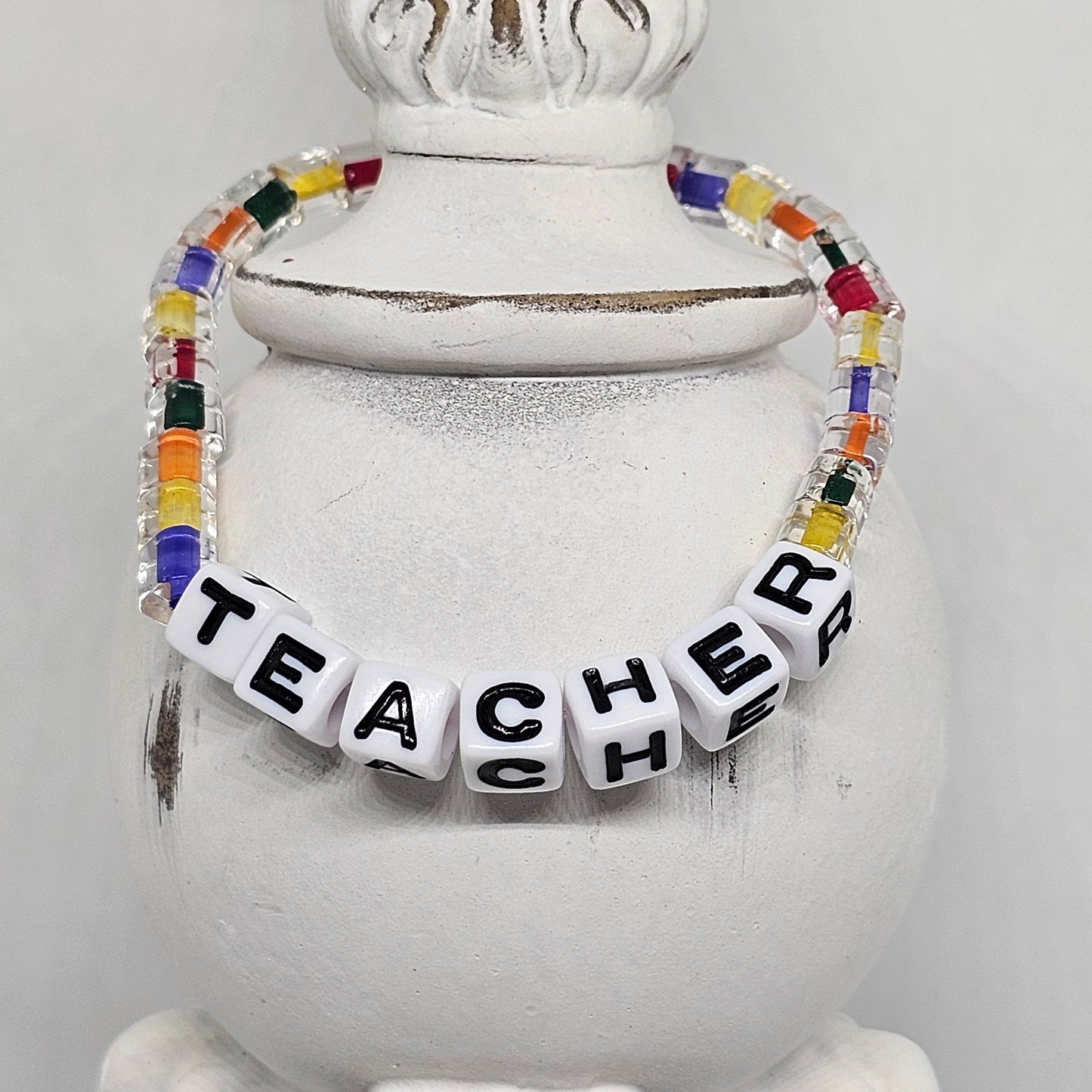 Teacher Plastic Bead Stretch Bracelet | Jewelry | Handmade | Back to School | Teacher