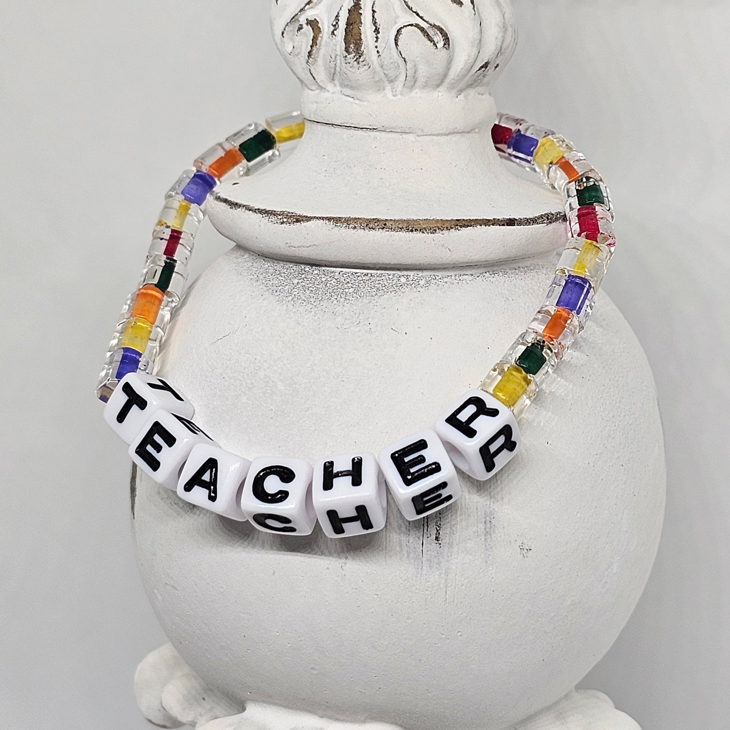 Teacher Plastic Bead Stretch Bracelet | Jewelry | Handmade | Back to School | Teacher