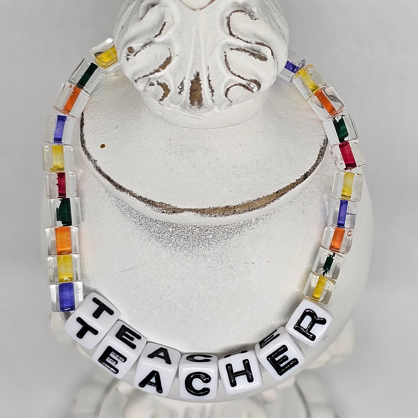 Teacher Plastic Bead Stretch Bracelet | Jewelry | Handmade | Back to School | Teacher