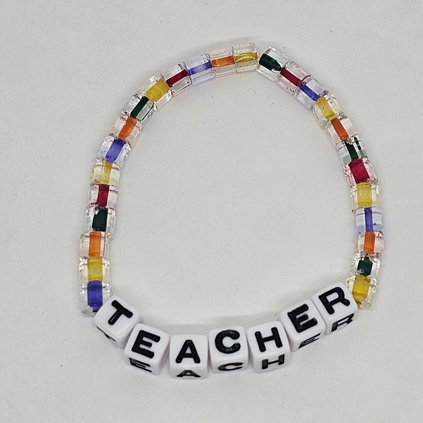 Teacher Plastic Bead Stretch Bracelet | Jewelry | Handmade | Back to School | Teacher