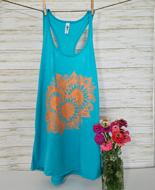 Sunflower Women's Racerback Tank | Floral | Screenprint | Tanktop | Women's Apparel