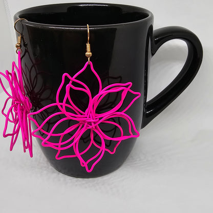 Pink Wire Flower Dangle Earring | Beautiful | Dangle Earrings | Flawed