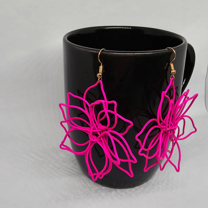 Pink Wire Flower Dangle Earring | Beautiful | Dangle Earrings | Flawed