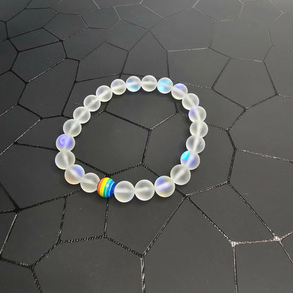 LGBTQ Pride Glass Bead Stretch Bracelet (8 mm)