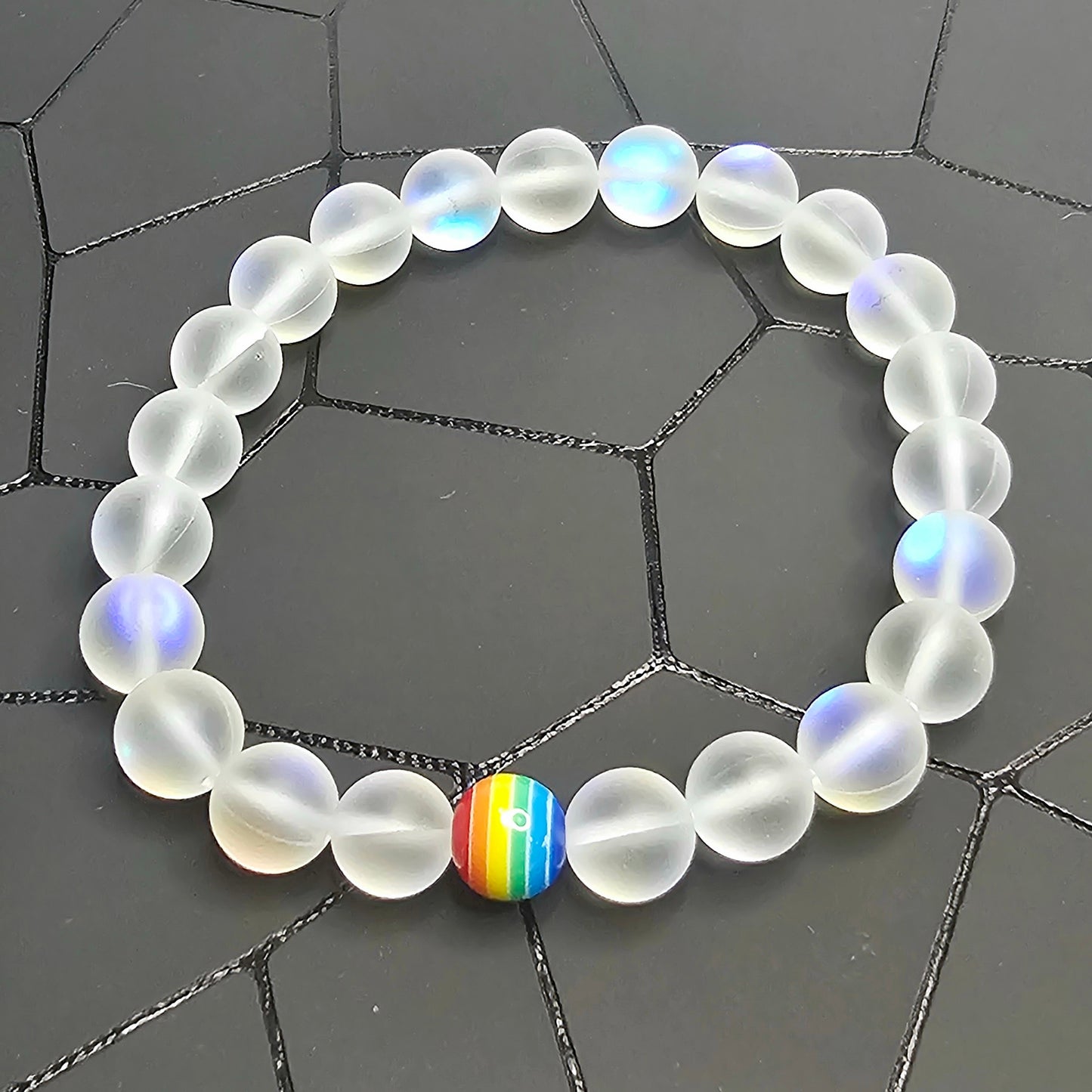 LGBTQ Pride Glass Bead Stretch Bracelet (8 mm)