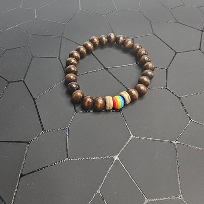 LGBTQ Pride Wooden Stretch Bead Bracelet (6 mm)