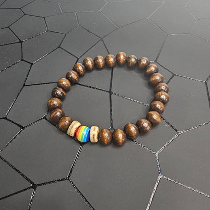 LGBTQ Pride Wooden Stretch Bead Bracelet (6 mm)