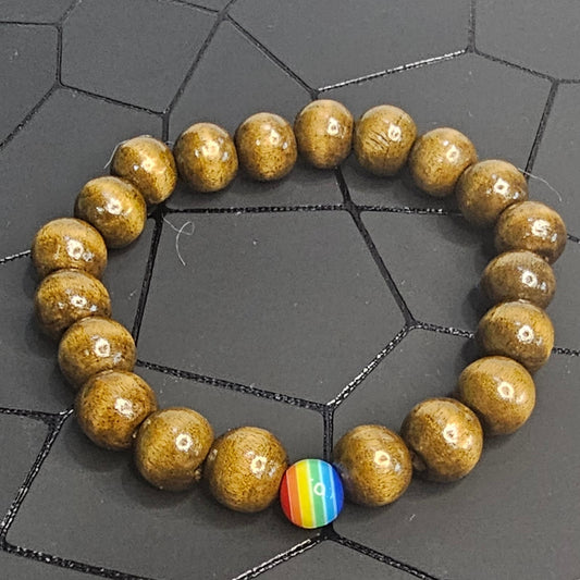 LGBTQ Pride Wooden Stretch Bead Bracelet (8 mm)