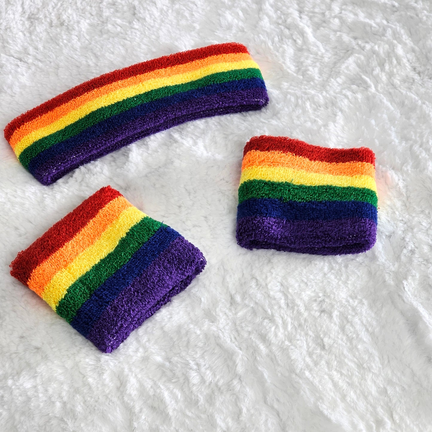 LGBTQ Pride Rainbow Headband and Wristband Set