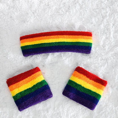 LGBTQ Pride Rainbow Headband and Wristband Set