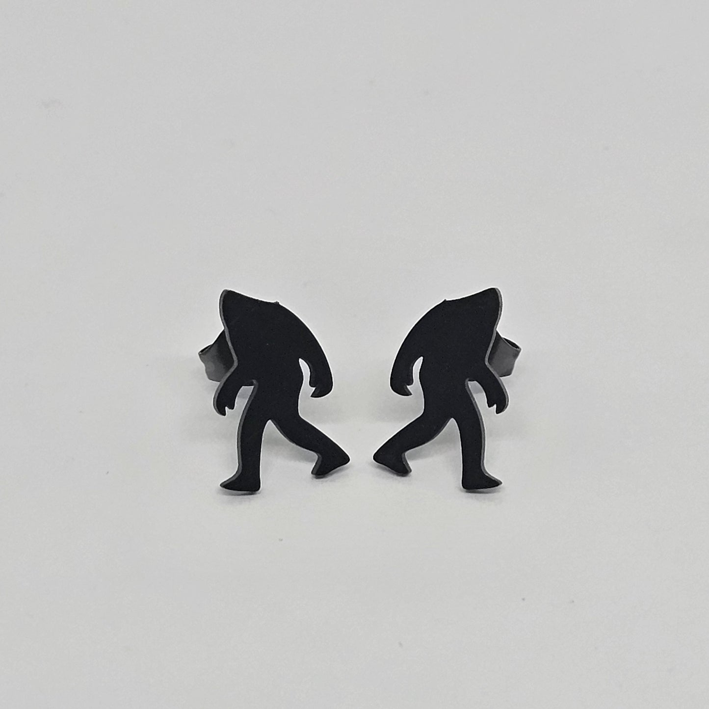 Sasquatch, Big Foot, Yeti Black Stainless-Steel Stud Earrings