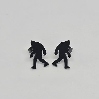 Sasquatch, Big Foot, Yeti Black Stainless-Steel Stud Earrings