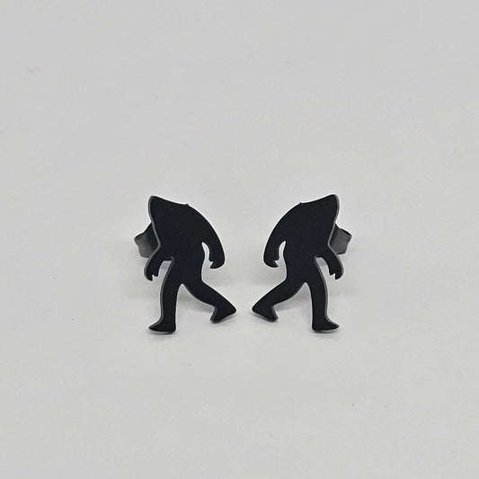 Sasquatch, Big Foot, Yeti Black Stainless-Steel Stud Earrings