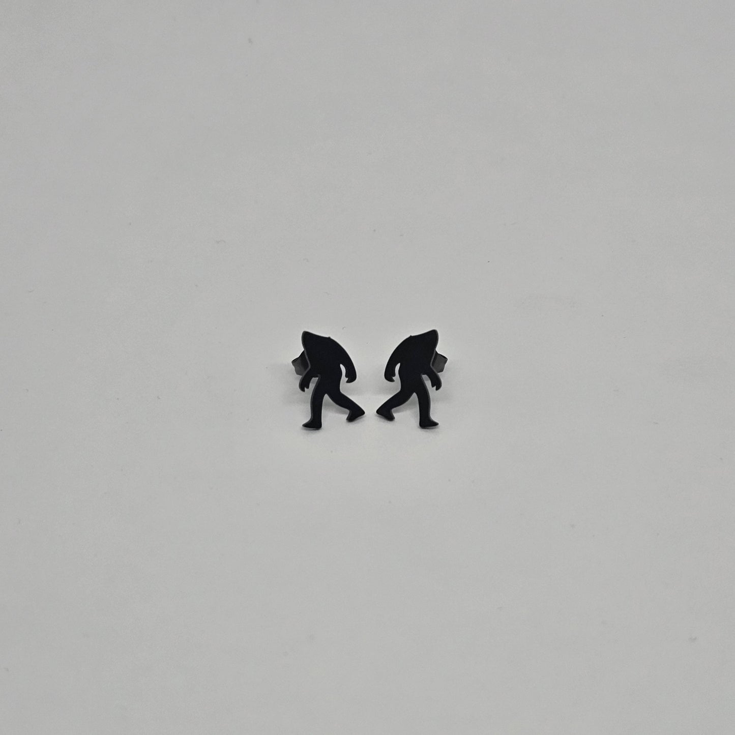 Sasquatch, Big Foot, Yeti Black Stainless-Steel Stud Earrings