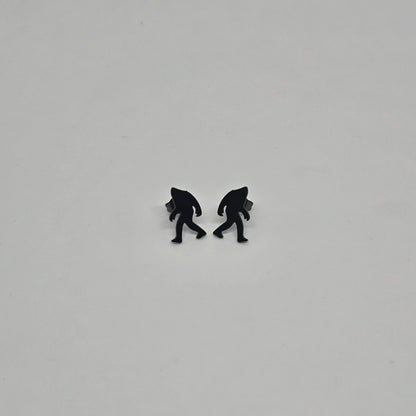 Sasquatch, Big Foot, Yeti Black Stainless-Steel Stud Earrings