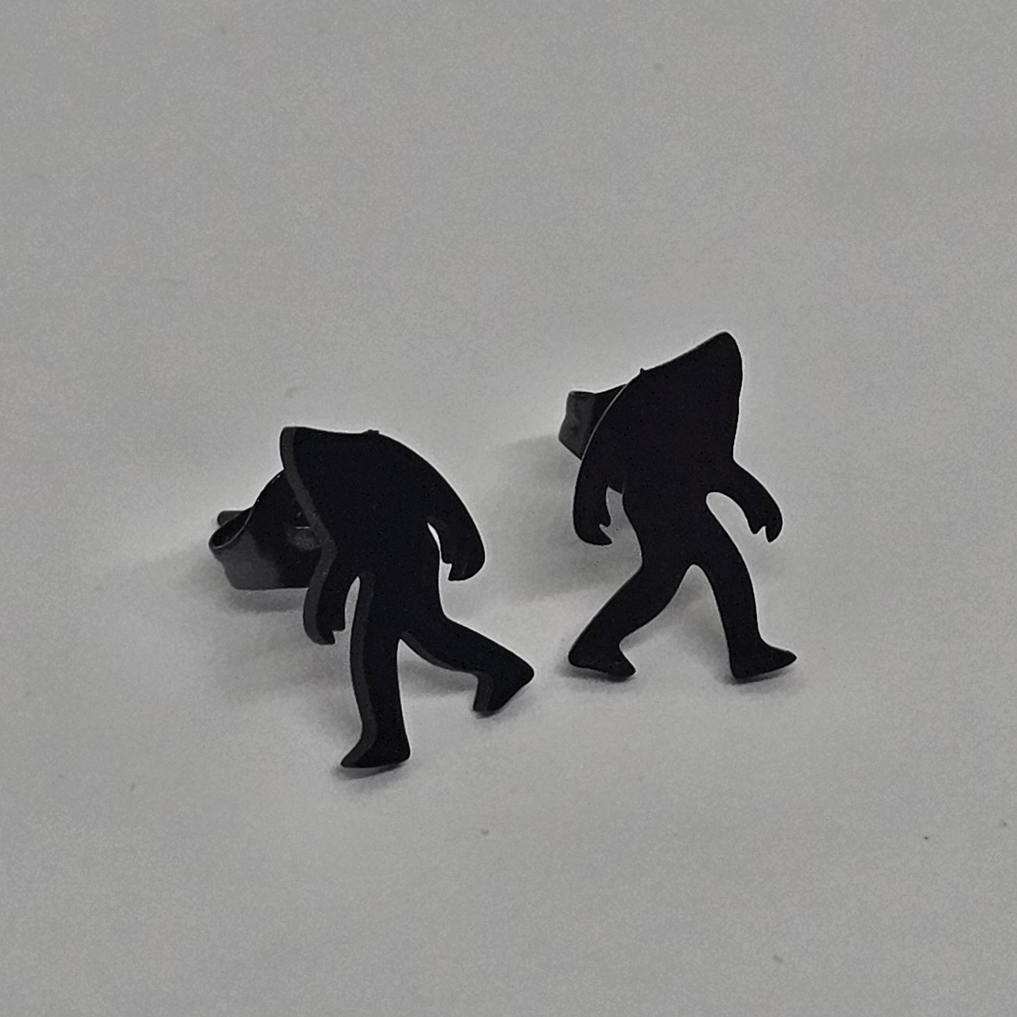 Sasquatch, Big Foot, Yeti Black Stainless-Steel Stud Earrings