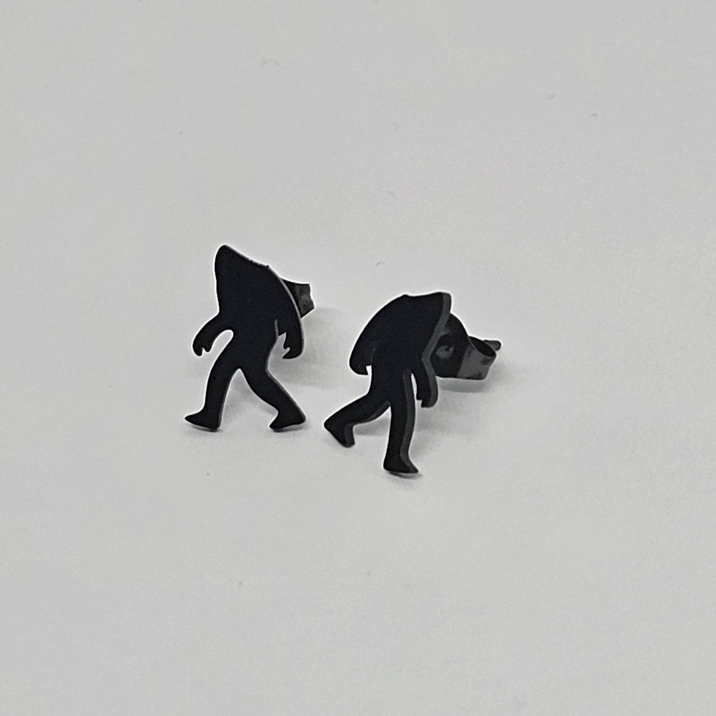 Sasquatch, Big Foot, Yeti Black Stainless-Steel Stud Earrings