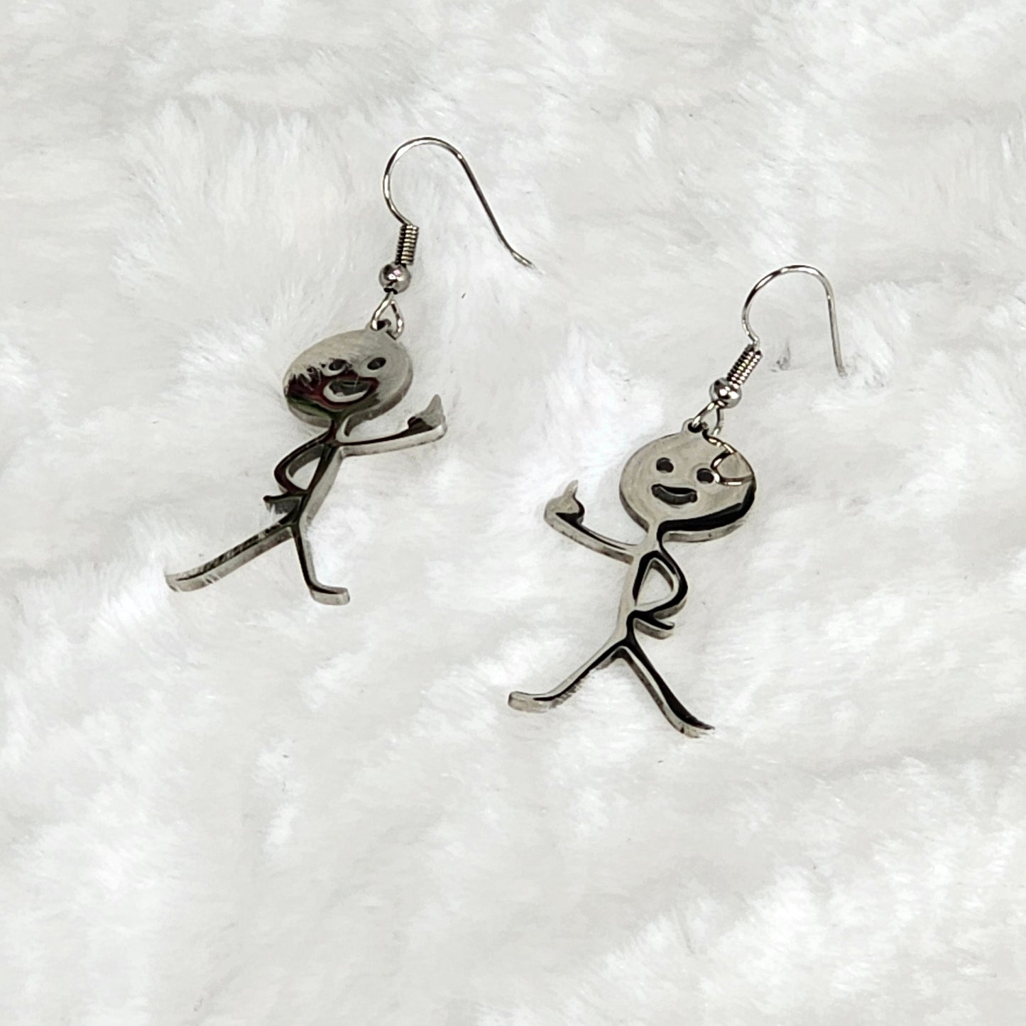 Silver Colored Stainless Steel Middle Finger Earrings