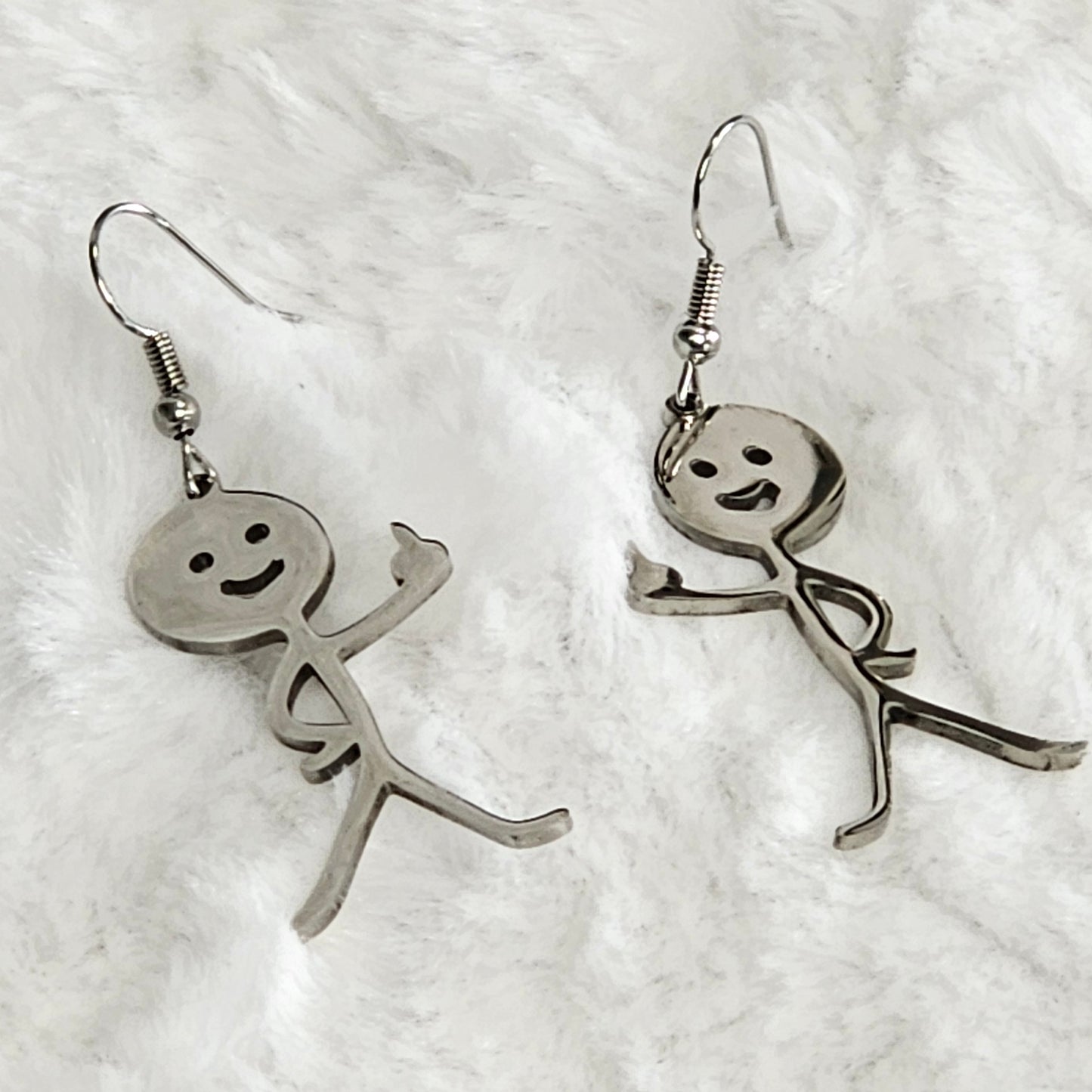 Silver Colored Stainless Steel Middle Finger Earrings