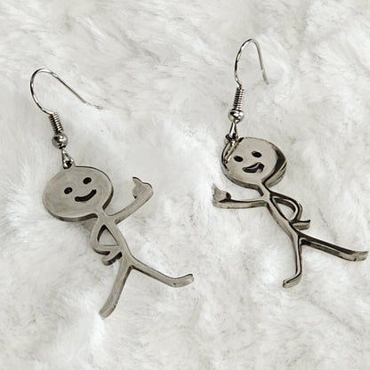 Silver Colored Stainless Steel Middle Finger Earrings