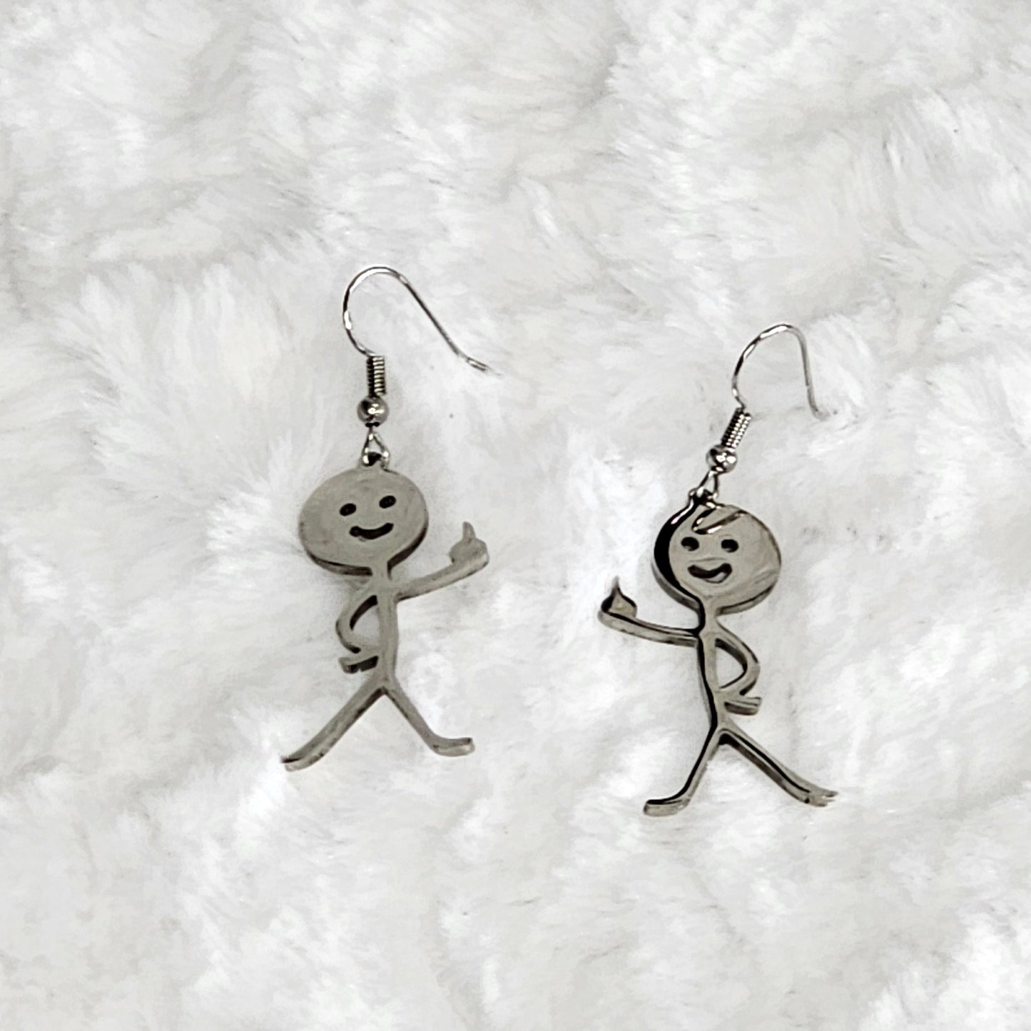 Silver Colored Stainless Steel Middle Finger Earrings