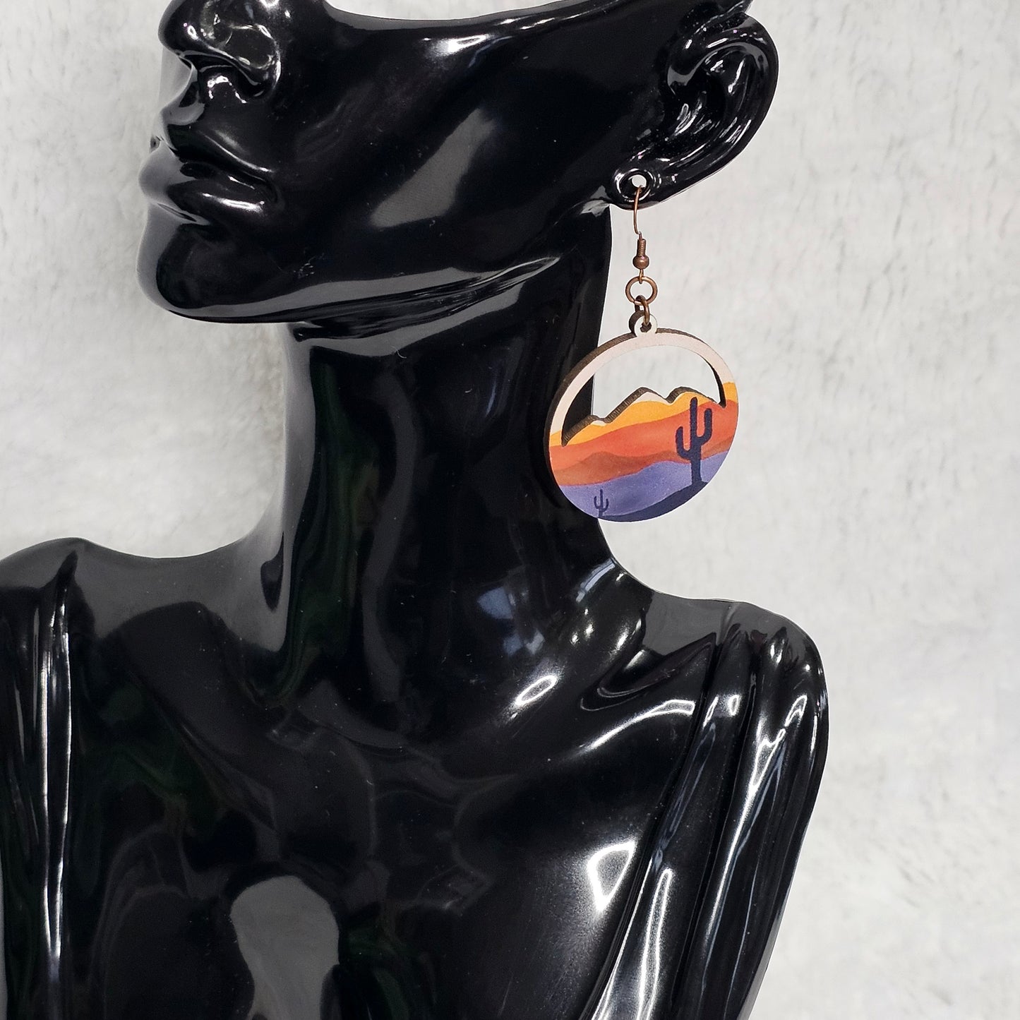 Handcrafted Lightweight Desert Sunset Circular Shaped Drop Earrings