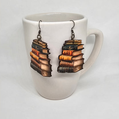 Wooden Book Dangle Earrings | Back to School | Dangle Earrings | Wooden | Lightweight