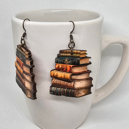 Wooden Book Dangle Earrings | Back to School | Dangle Earrings | Wooden | Lightweight