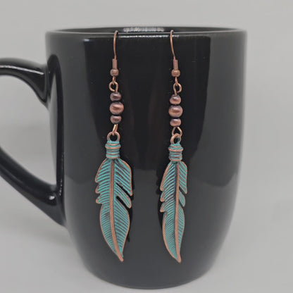 Boho Feather Dangle Earrings | Dangle Earrings | Metal