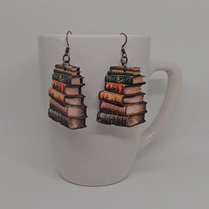 Wooden Book Dangle Earrings | Back to School | Dangle Earrings | Wooden | Lightweight