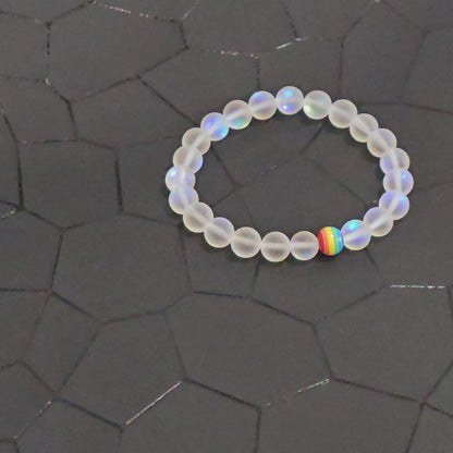 LGBTQ Pride Glass Bead Stretch Bracelet (8 mm)